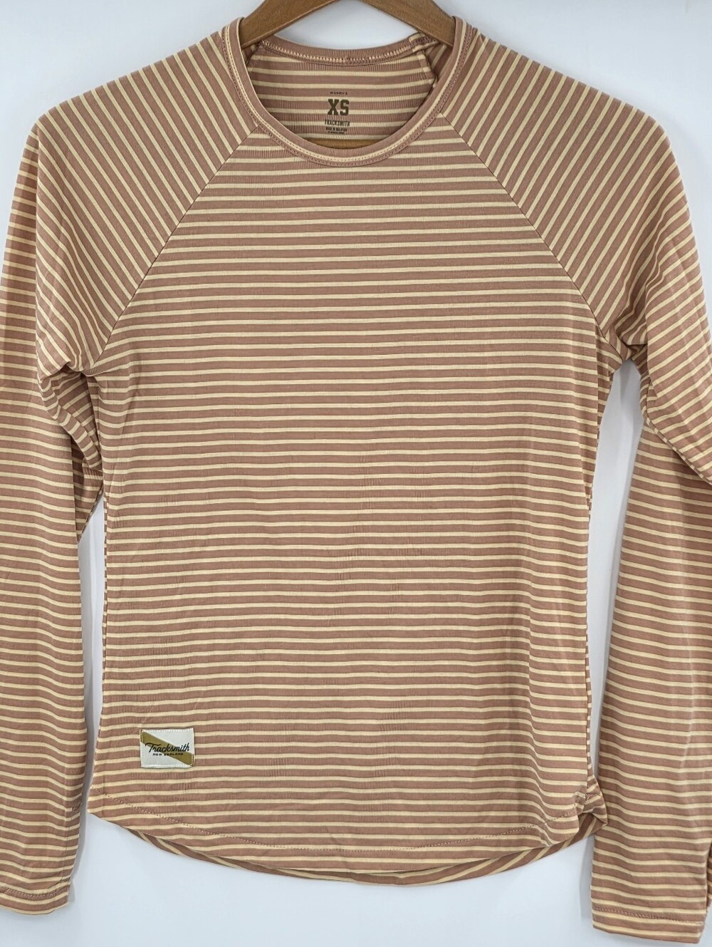 Tracksmith Shirt Womens XS Orange Stripe Lightweight Running Track Field
